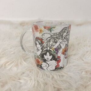 Disney Princesses Sketch Illustration Animators Clear Glass Mug 17.5 oz. New